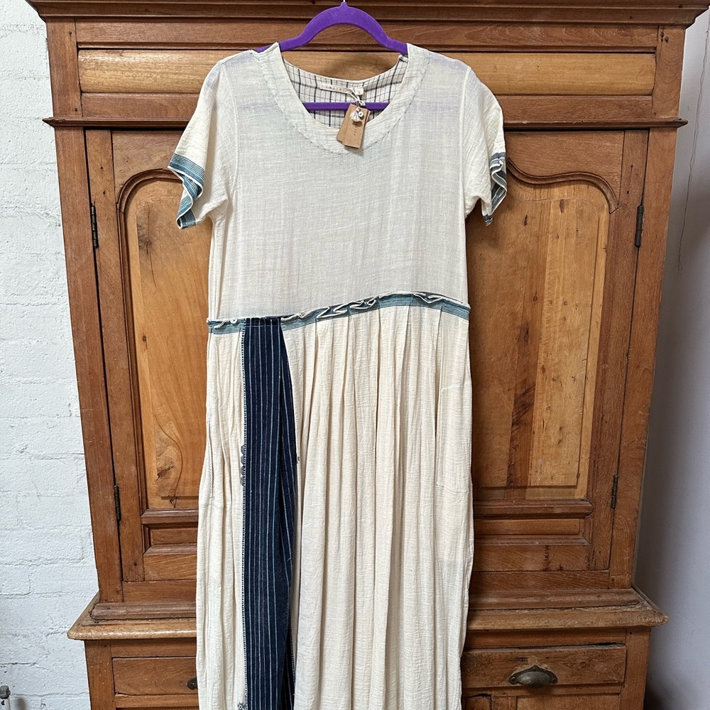 Injiri 100% Hand Woven Cotton Long Empire Dress Small